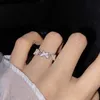 Moda kelebek yüzük parlak kübik zirkonya geometrik ayarlanabilir parmak yüzüğü kızlar minimalist zarif mücevher hediyeleri bırakır