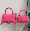 Tecido espumante Crocodilo Mini Bolsa de Hourglass Designer de luxo Handbag Mulheres Bolsas de couro genu￭nas Senhoras de ombro Sacos de ampulheta