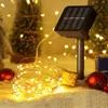 Decorações de jardim Luzes de fadas solares 200m de Natal à prova d'água Lâmpada de energia de guirlanda ao ar livre para decoração 221116