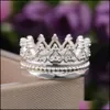 Bandringen Sier Crown Ring 3 in1 afneembare knokkel ringen band vrouwen mode sieraden cadeau drop levering dhxpv