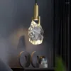 Pendant Lamps Modern Crystal Stone Lights Bedroom Brass LED Hanging Lamp Luminaire Suspension Decoration Lighting