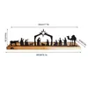 Christmas Decorations Candle Holder Nativity Set Stand Rustic Carved Figurines Candlestick For