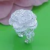 Cluster Rings National Style Peony Flower 925 Sterling Silver For Women Fashion Female Hhyperbole Index Finger Ring Jewelry