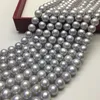 Chains Nice Grade 8-9mm Big Dyed Grey Color Freshwater Loose Pearl Necklace Real Strand String 39cm Long
