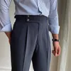 Mens Pants İngiliz Yüksek Bel Düz Sosyal Pantolon İtalyan resmi alones hombre elbise ayak bileği 221117