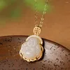 Colliers pendants charmants naturels faits à la main jade bijoux de bricolage MAITREYA BUDDHA TAG