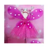 Outros suprimentos de festa do evento Girl Led Butterfly Wings Set With Glow Tutu Skirt Fairy Wand Banda da cabeça Princesa Light Up Party Carnival DHXE9