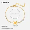 Charm Bracelets Factory Wholale High Quality 18K Gold Zircon Butterfly Four Clover Leave Bracelet For Women Fashion Jewelry Bracelets