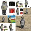 Garden Decorations Realistic Bird Scarer Rotating Head Sound Owl Prowler Decoy Protection Repellent Pest Control Scarecrow Moving Ga Dhyoz