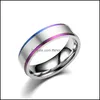 Band Rings Rainbow Edge Stainless Steel Band Ringsfinger Frosted Rings For Women Men Couple Fashion Jewelry Drop Delivery Ring Dhttg