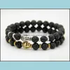 Bracelets De Charme Bijoux Perles De Pierre D'énergie De Lave Noire Or Et Sier Bouddha Bracelets Produits En Gros Pour Hommes Femmes Cadeau Drop Del Dhgaz