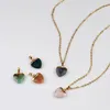 Pendant Necklaces BOROSA 5PCS Mix Color Multi-kind Stone Gold Plated Heart Moonstone Faceted For Women's Earrings And G2073