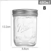 DHL / FEDEX Gobelets de pot Mason gradués Verres transparents Bouteille d'eau de salade de café scellée de grande capacité avec paille à bouche large Pot d'apothicaire d'avoine de nuit A0023