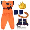 Halloween Kids Ternos adultos Son Son Goku Cosplay Costume Anime Super -heróis Mumpsuit Black Hair traje H220804