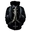 Men's Hoodies Harajuku 2022 Unisex Sweatshirt 3D-Printed Flame Skull Hoodie Men Funny Coat Casual Winter Jacket