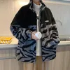 Мужские падрики Parkas Privathinker Winter Lamb Word Jackets Мужчина зебра сгущается теплые пальто стоять воротник мужчина рыхлый хараджуку верхняя одежда 221116