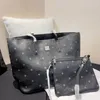 Sac de Shopping pour femmes, 2 pièces, sacs à main avec sac à bandoulière, grands fourre-tout classiques avec lettres de dessin animé, sacs composites