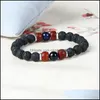 Beaded Designs Summer Chakra Armband Prossist 10st/Lot Lava Stone With Tiger Eye P￤rlor P￤rlade ￤lskare Armband Drop Delivery Jewel DHX3O