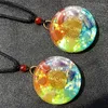 Pendentif Colliers 7 Chakras Rondes Pierres De Cristal Générateur D'orgone Accumulateur D'énergie Orgonite Hex Chakra Collier Unisexe 55KA