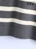 Gilet da donna TRAF Moda donna Zip frontale Gilet in maglia a righe larghe Maglione Vintage Collo alto senza maniche Gilet femminile Chic Top 221117
