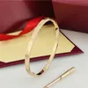 4MM Thin 6th Love Bracelet Bangle Designer Women Men Lover Nail Bangles silver 18k gold Plated Screw Titanum Steel Couple Jewelry with original Box Set