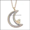 Collane con ciondolo Stella di cristallo Luna Collana con medaglione galleggiante Catene d'oro Apribile Aperto Memoria vivente Ciondolo Gioielli di moda fai da te per Dhbey