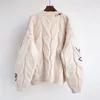 Kvinnors stickor Tees Autumn Winter Women Cardigans Warm Sticke tröja Jackan Pocket Brodery Fashion Stick Cardigan Coat Lady Loose Sweaters Tops 221117