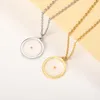 Chaînes graines de moutarde disque rond pendentif collier femmes bijoux à la mode pièce en acier inoxydable cercle de vie chaîne Karma