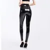 Leggingi damskie sztuczne skórzane kobiety Pvc Wetlook Push Up High talia Leggingi Błyszczące fitness nogi Femme Spodnie Streetwear Pencil Pants T221020