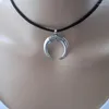 Choker Crescent Moon Necklace Double Wrap Black Dainty Layer