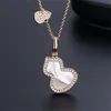 Leaf Clover qeelin Necklaces Pendants Mother-of-Pearl Stainless Steel Plated 18K for Women Girl Valentine's Mother's Day Engagement Jewelry-Gift