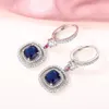 S3330 Fashion Jewelry Dangle Earrings For Women Light Luxury Geometric Blue Zircon Earrings