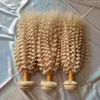 613 Blonde Curly Human Hair Bundles With 5X5 Lace Closure 4 PCS Deal Brazilian Remy Hair