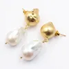 Bengle oorbellen klassieke natuurlijke witte keshi parel barok in goud kleur vergulde stud handgemaakt voor vrouwen