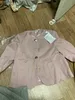 Kvinnors jackor kvinnor jacka o nacke långärmad rosa blazer jaqueta feminina ullrock chaquetas para mujer chic eleganta tweed kläder 221117