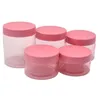 Lege verpakking plastic fles cosmetisch helder roze en witte pot roze hoes 50 g 80 g 100 g 120 g 150 g 200g 250 g draagbare hervulbare verpakkingscontainer