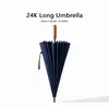 Parapluies Luxury 24k de longueur Businel Business Hommes Horaire en bois du vent Big Golf Umbrella Outdoor High Quality Voyage Straight Umb4200599