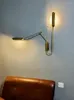 Lampada da parete moderna nera stile retrò industriale camera da letto ristorante leggero braccio lungo applique nordiche soggiorno led