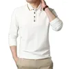 Polos masculinos de alta qualidade, designer de marca de moda masculina camisetas pólo com manga comprida White Turn Down Down Tops casuais roupas masculinas