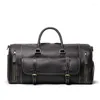 Duffel Bags Highend Huge Large Big Vintage Coffee Black Brown Thick Genuine Crazy Horse Leather Business Men Travel Bag Cowhide Duffle M1188