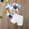 Kleidung Sets Mode Sommer Kleinkind Nette Baby Kinder Junge Britische Blatt Gedruckt Tops T-shirt Kurze Hosen Outfit Set Kleidung
