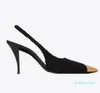 Kvinnor Vesper Shoes Slingback Lady High Heels Walking EU35-40.Box Patent Leather Metal Toe Cap Comfort