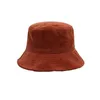 Berets Custom Logo Women's Corduroy Bucket Hat Unisex Fashion Solid Color Fisherman Caps Casual Autumn Winter Retro Warm Panama Cap