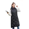 Damenwesten Ärmellose Weste Lange Daunenjacke Solide Korea Mit Kapuze Gepolsterte Lose Damen Damen Mode Lässig Wintermantel 221117