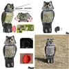 Garden Decorations Realistic Bird Scarer Rotating Head Sound Owl Prowler Decoy Protection Repellent Pest Control Scarecrow Moving Ga Dhyoz