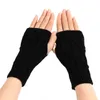 tricoté acrylique chaud demi-doigts gants mode femmes diamant fleur gants