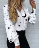 Women's T-Shirt 2022 Summer Autumn Women's Elegant Fashion Printed Lace Casual Shirt Casaul V Neck Floral Printed Long Sleeve T-shirt New Blouse T220923