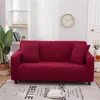 Stoelhoezen Plaid Jacquard Soft Wine Red Sofa Cover for Living Room Solid Color All-Inclusive Modern Elastic Corner Couch Slipcover 45012