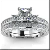 Ringos de cluster Anel de anel de diamante inoxid￡vel Anel de casamento Desenta noivado para mulheres J￳ias de casal Men Drop Dation Deld Dhhdj