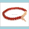 Bracelets de charme hommes femmes bijoux en gros de 6 mm de pierre d'agate rouge micro incrustation zircon bracelets net fade drop livsing dhml6